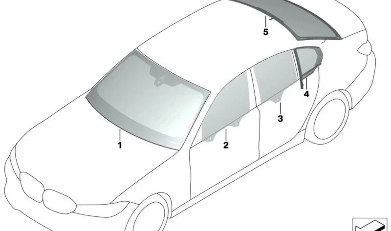 Cristal lateral de puerta OEM 51337933438 para BMW Serie 3 G20 Berlina 316d, 318d… y más. Original BMW.
