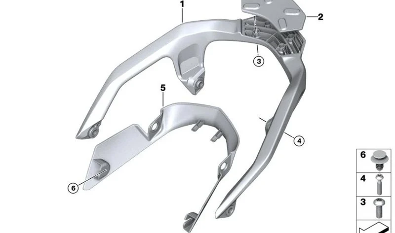 Panel protector del asidero OEM 46725A75BA2 para motos BMW R 1300 GS (KA1) desde 06/2023. Original BMW Motorrad.