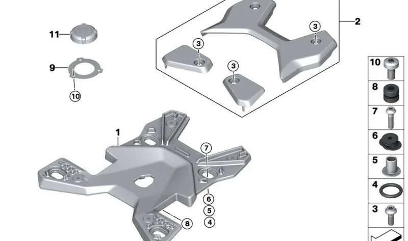 Casquillo biselado soporte topcase OEM 46625A6A3D9 para motos BMW R 1300 GS, R 1300 GS Adventure, R 1300 RS. Original BMW Motorrad