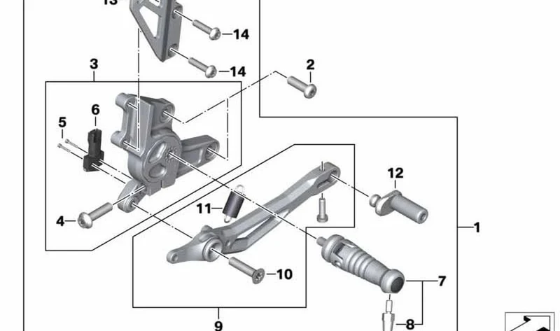 Reposapiés derecho Club Sport OEM 46718396518 para motos BMW R nineT, R nineT Pure, R nineT Scrambler, R nineT Urban G/S. Original BMW Motorrad