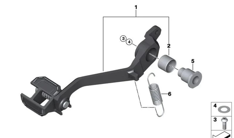 Pedal de freno trasero SHADOW OEM 35217923282 para motos BMW R 1300 GS, R 1300 GS Adventure. Original BMW Motorrad.