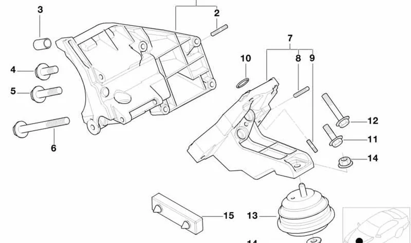 Soporte del motor izquierdo OEM 22127832833 para BMW Z8 E52 5.0i S62 manual 2000-2003. Original BMW.