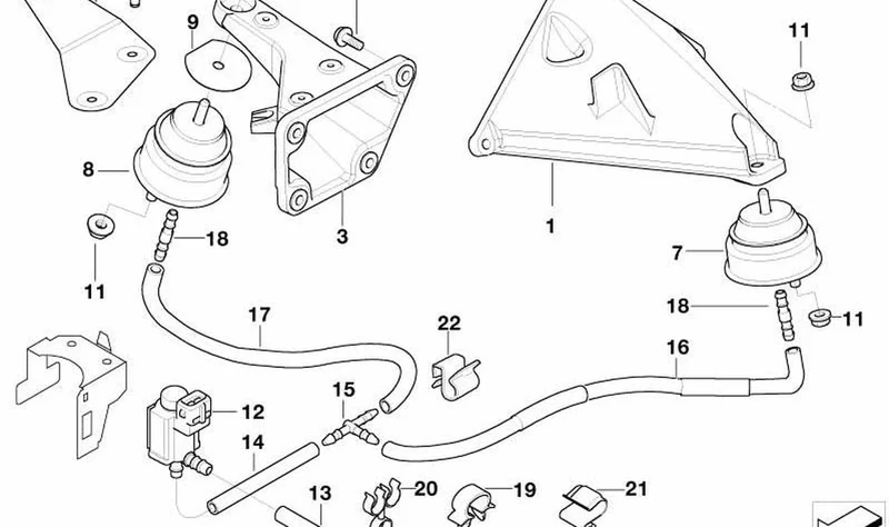 Chapa calorífuga de soporte de motor OEM 22116750127 para BMW Serie 3 E46 330d, 330Cd... y más. Original BMW.