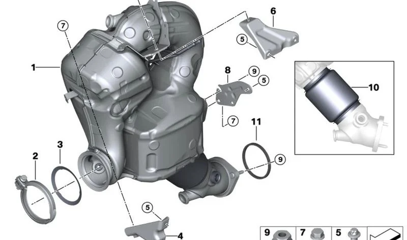 Elemento de desacoplamiento del escape OEM 18328477088 para BMW Serie 3 G20 G21, Serie 4 G22 G23 G26, Serie 5 G30 G31, X3 G01, X5 G05… y más. Original BMW.