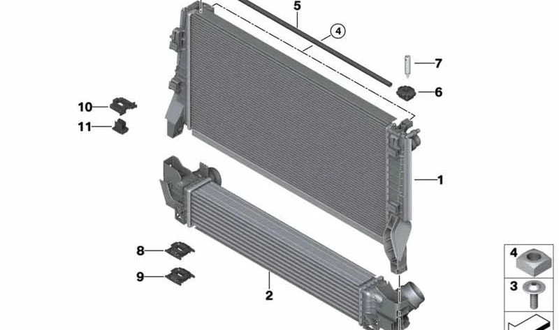 Radiador principal OEM 17118586322 para MINI F54 Clubman, F55 5 puertas, F56 3 puertas y F57 Cabrio diésel... y más. Original MINI
