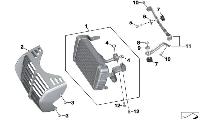 Cubierta del refrigerador de aceite OEM 17218409732 para motos BMW R18, R18 Classic, R18 Roctane, R18 B, R18 Transcontinental... y más. Original BMW Motorrad.