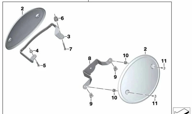 Soporte de placa de dorsal derecho OEM 77318559462 para motos BMW R nineT, R nineT Pure, R nineT Scrambler, R nineT Racer, R nineT Urban G/S... y más. Original BMW Motorrad.