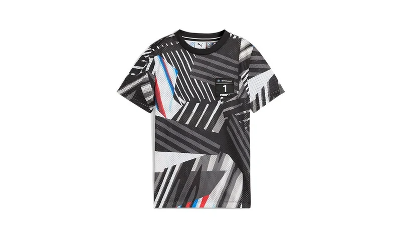 Camiseta infantil BMW M Motorsport estampado integral negra talla 140 OEM 80145B5D0D0 válido para BMW Original BMW