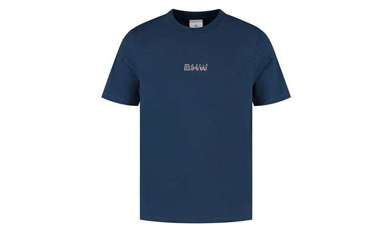 Camiseta unisex azul con logotipo BMW metálico para BMW. Original BMW.