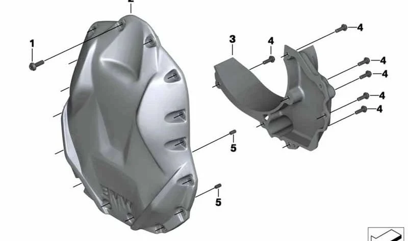 Tapa del cárter del cigüeñal delantero OEM 11148521958 para motos BMW R1200GS, R1250GS, R1200RT, R1250RT. Original BMW Motorrad.