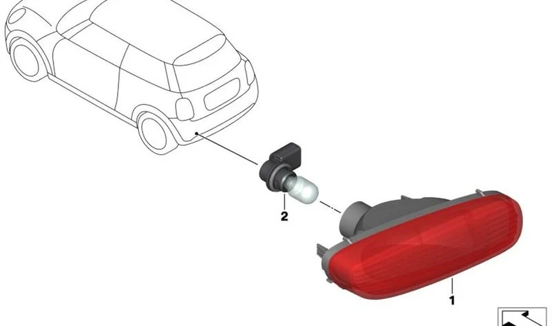 Luz trasera antiniebla derecha OEM 63247350008 para MINI F56, F55, Cabrio F57... y más. Original MINI.