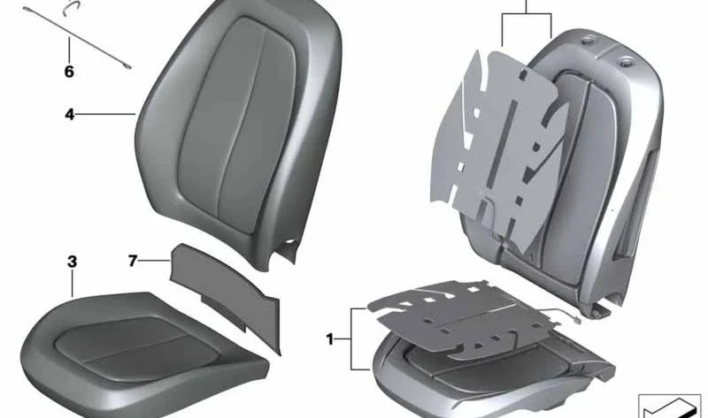 Acolchado de asiento OEM 52107430789 para BMW Serie 2 F45, F46 y X1 F48. Original BMW.