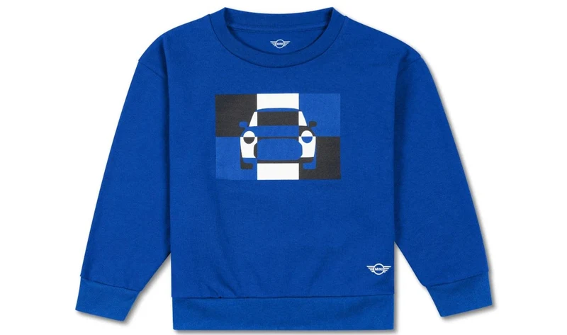 Sudadera infantil unisex Car Tile talla 128 color Blazing Blue OEM 80145B320B0 válido para MINI Original MINI