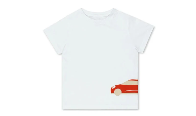 Camiseta infantil unisex MINI Silueta Coche blanca/Rebel Red talla 104 OEM 80145B32082 válido para MINI Original MINI