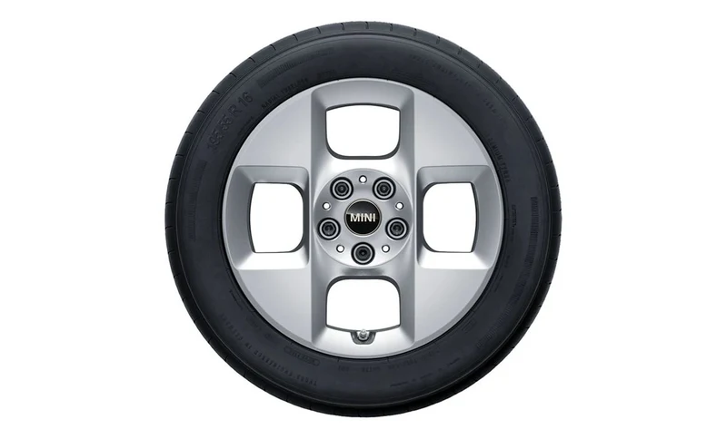 Llanta de aleación 4 radios cuadrados 955 6,5Jx16 ET47 color plata refined silver OEM 36115A3E635 para MINI F65, F66, Cabrio F67. Original MINI.