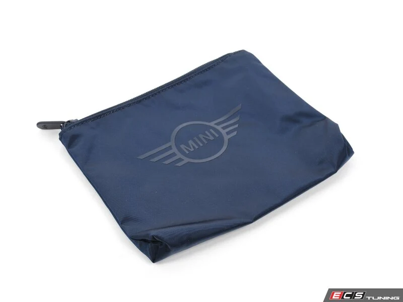 Bolsa tipo pouch con cremallera MINI Soft Wing Logo índigo/plata OEM 80225B320D5 para MINI. Original MINI.