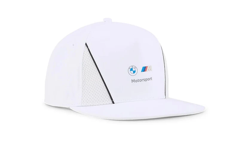 Gorra de ala plana blanca OEM 80165B5D0F0 para BMW. Original BMW.