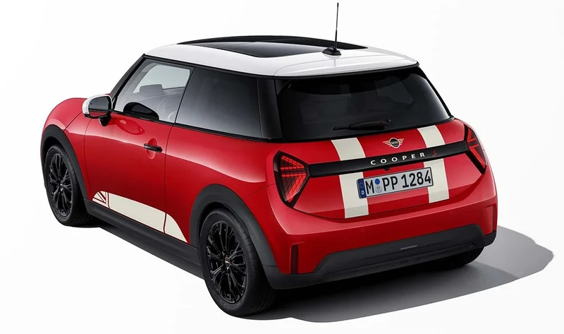 Juego de láminas adhesivas laterales Heritage blancas OEM 51145B75F85 para MINI Cooper C, Cooper S, JCW F66, F67… y más. Original MINI.