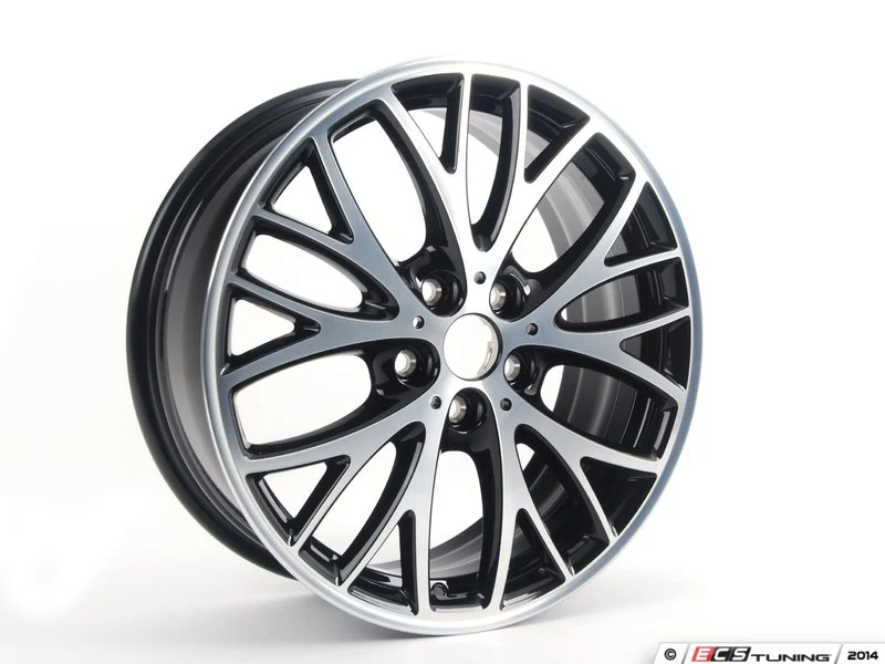 Llanta de aleación 18" 7Jx18 ET54 JCW Cross Spoke 506 bicolor negro brillo OEM 36116858705 para MINI F55, F56, F57 Cabrio… y más. Original MINI