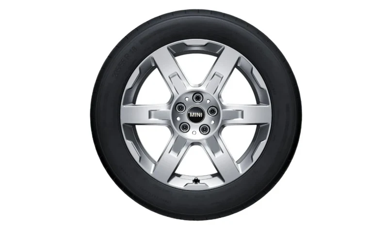 Llanta de aleación 7,5Jx18 ET50 Asteroid Spoke 944 Refined Silver OEM 36115A269E0 para MINI Countryman U25 C, D, E, S ALL4, SE ALL4. Original MINI.