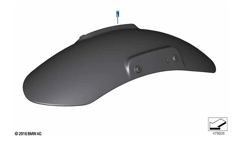 Guardabarros delantero de aluminio cepillado a mano Opción 719 OEM 77317923656 para motos BMW R nineT K21 (2020-2023). Original BMW Motorrad.