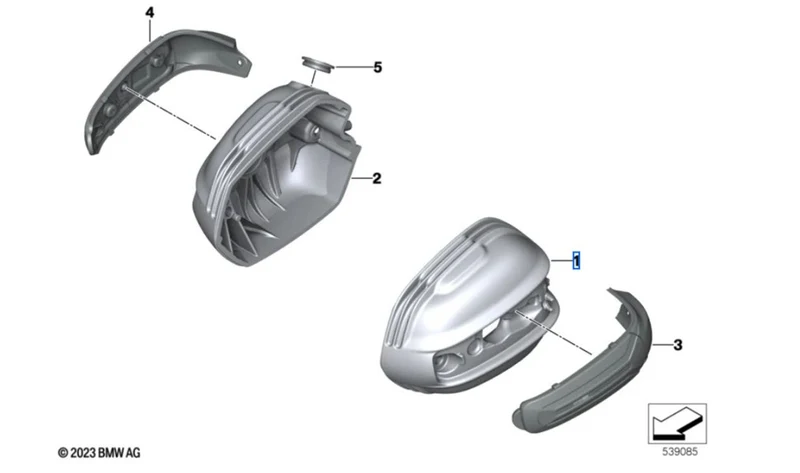 Tapa de culata izquierda Option 719 Shadow OEM 11127108805 para motos BMW R 12 nineT, R 12 y R 12 G/S. Original BMW Motorrad.