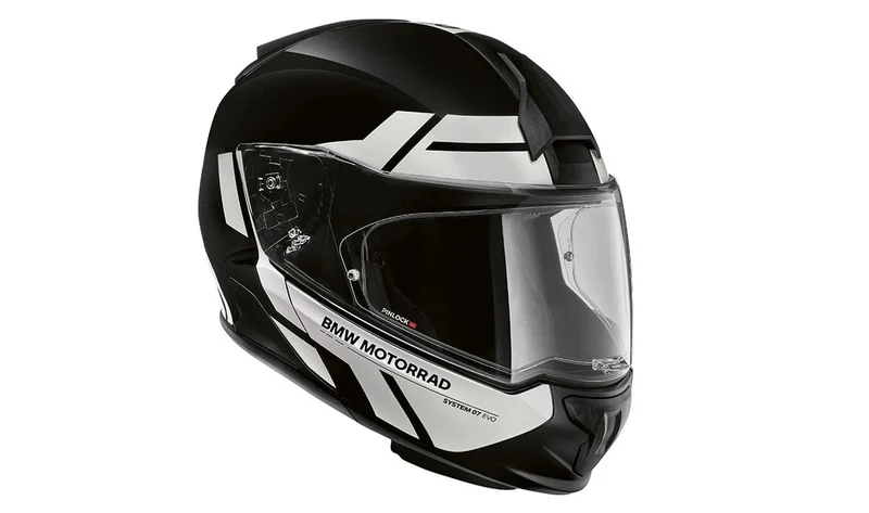 Casco modular System 7 Carbon Evo Spur negro/blanco talla 58/59 OEM 76315A807D9 válido para motos BMW. Original BMW Motorrad.