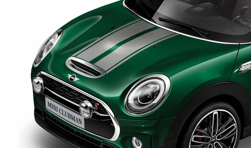 Juego de franjas decorativas plata para capó y portón trasero OEM 51140434973 para MINI Clubman R55, R55 LCI Cooper y Cooper S. Original MINI