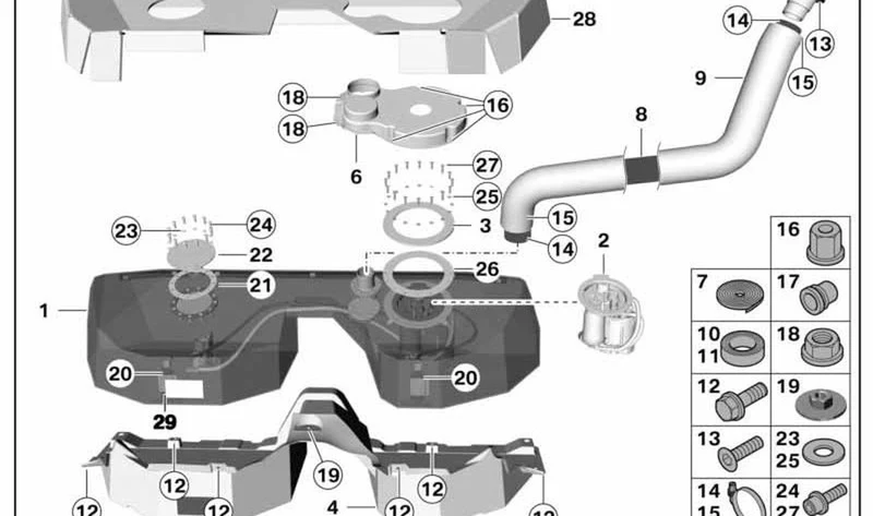 Tamiz del sistema de combustible OEM 16148551342 para motos BMW R1200GS, R1200RT, R nineT, K1300S, S1000RR, K1600GT… y más. Original BMW Motorrad.