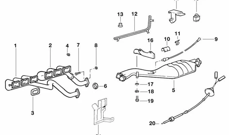 Colector de escape con catalizador cilindros 4-6 OEM 11621308367 para BMW Serie 5 E28 M5 y Serie 6 E24 635CSi, M635CSi. Original BMW.