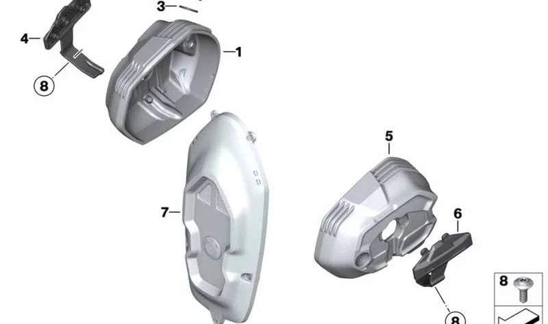 Cubierta de bobinas de encendido derecha OEM 11128393256 para motos BMW R nineT, R nineT Pure, R nineT Scrambler, R nineT Racer, R nineT Urban G/S. Original BMW Motorrad.