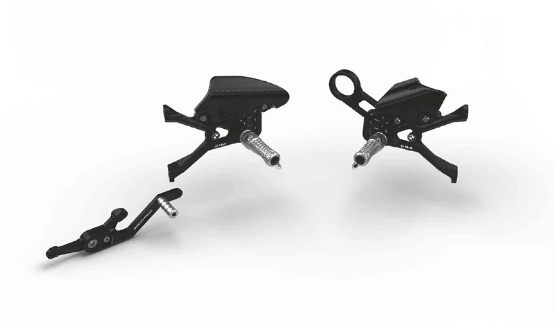 Sistema de reposapiés del conductor M izquierdo negro anodizado OEM 77257108475 para motos BMW M 1000 RR K66, S 1000 RR K67. Original BMW Motorrad.