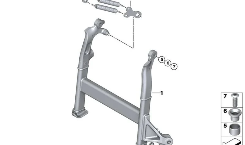 Muelle de tracción del caballete central OEM 46525A6A914 para motos BMW R 1300 GS, R 1300 GS Adventure, F 700 GS, F 800 GS, F 800 GS Adventure, F 650 GS, G 650 GS... y más. Original BMW Motorrad