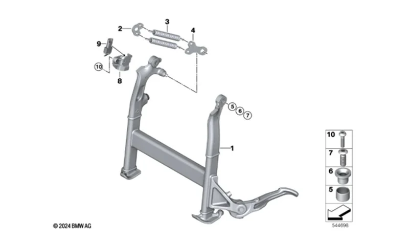 Soporte basculante negro OEM 46525A8F2D0 para motos BMW R 1300 R, R 1300 RS. Original BMW Motorrad.