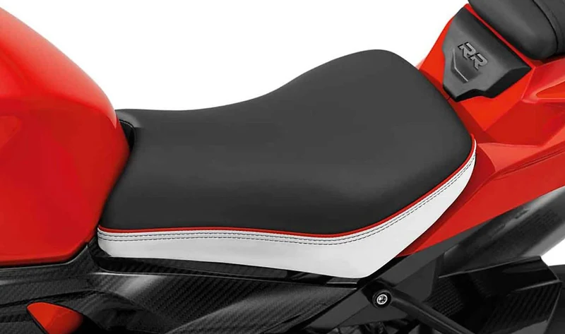 Asiento confort corrido 850 mm negro/blanco/rojo OEM 77348544942 para motos BMW HP4, S 1000 RR, S 1000 R... y más. Original BMW Motorrad