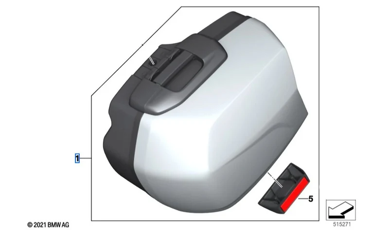 Maleta lateral Touring derecha 31 l Light White Uni OEM 77419457326 para motos BMW S 1000 XR K49. Original BMW Motorrad.
