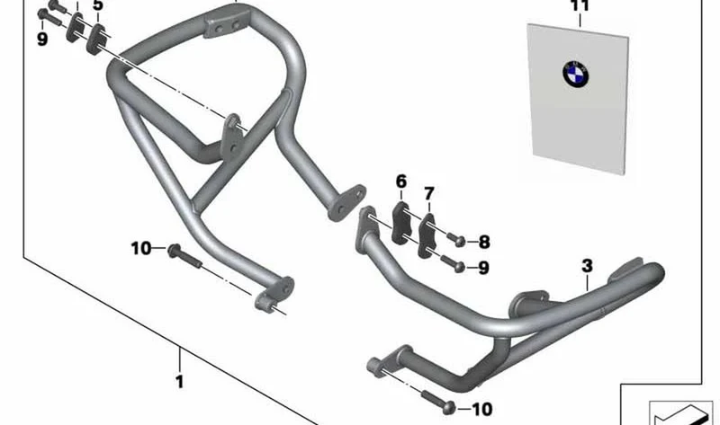 Chapa de refuerzo interior izquierda OEM 77148544805 para motos BMW R1200GS, R1250GS. Original BMW Motorrad.