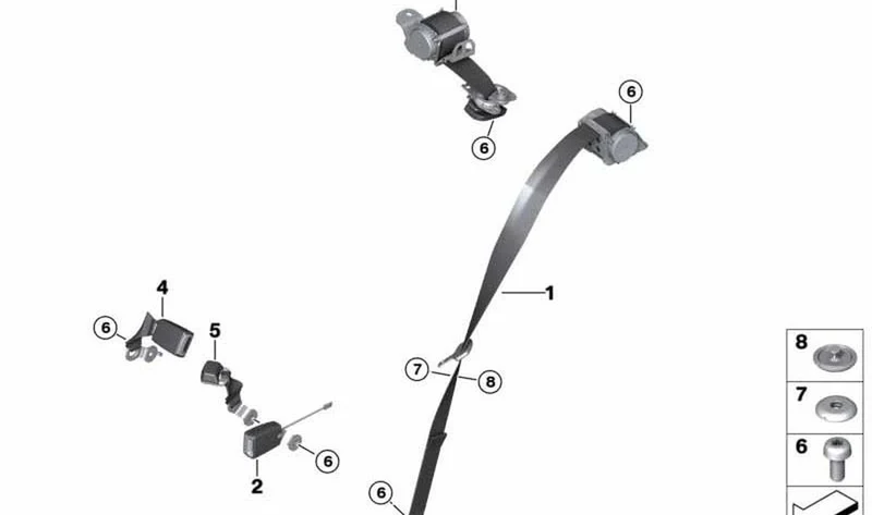 Cinturón de seguridad trasero central OEM 72117479292 para MINI Countryman F60, F60 LCI. Original MINI.