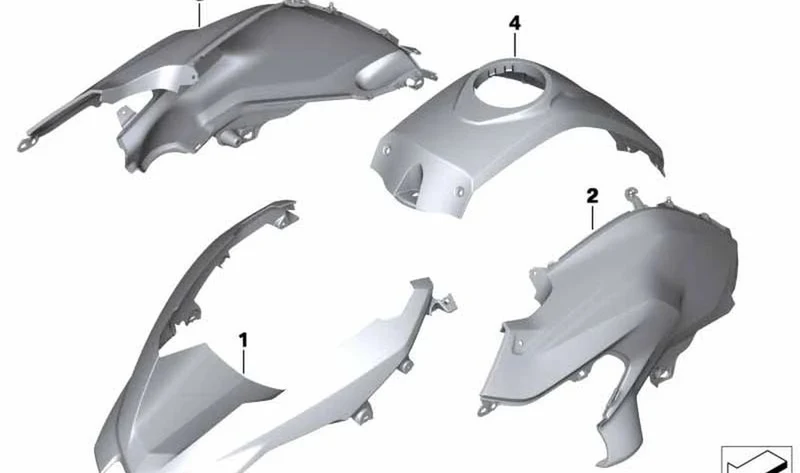 Pieza lateral del carenado izquierdo OEM 46638560461 para motos BMW R1200GS, R1250GS. Original BMW Motorrad.