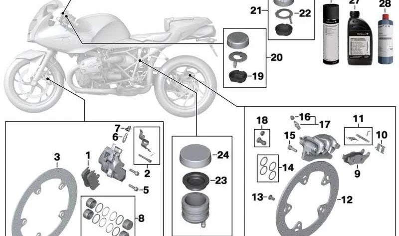 Juego tapa depósito de compensación freno OEM 32727723459 para motos BMW R1200GS, F800GS, K1200S... y más. Original BMW Motorrad.