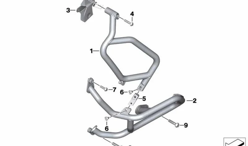 Arco protector depósito izquierdo OEM 46638563805 para BMW R 1250 GS Adventure (K51). Original BMW Motorrad.