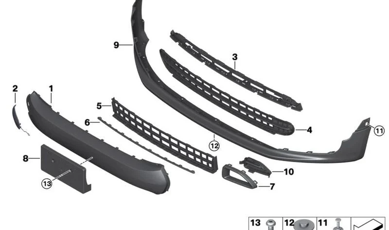 Barra paramento delantera OEM 51117376373 para MINI Clubman F54, F54 LCI. Original MINI.