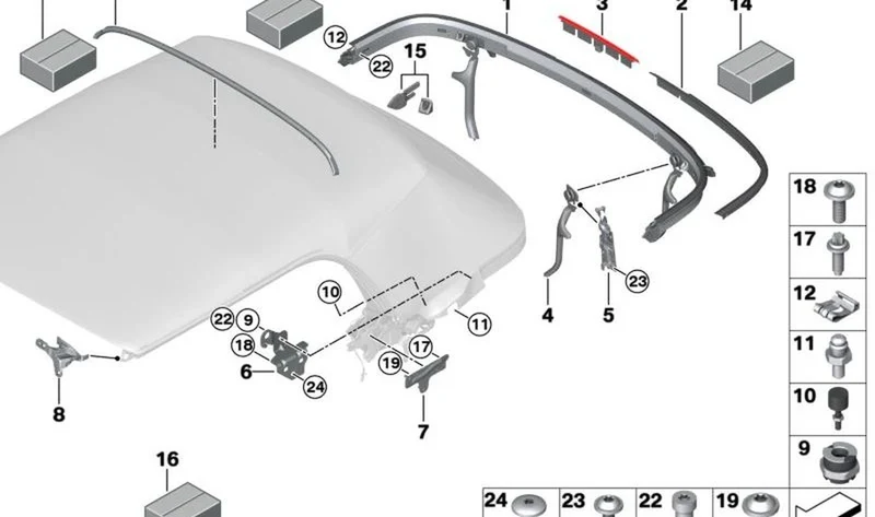Elemento de ajuste OEM 54347435852 para MINI Cabrio F57, F67, F57 LCI... y más. Original MINI.