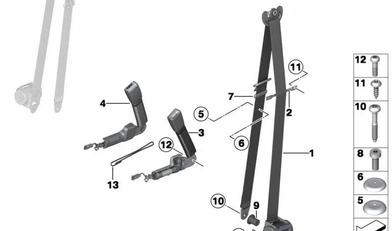 Cinturón de seguridad delantero izquierdo OEM 72119802195 para MINI Countryman R60 (01/2010 - 10/2016). Original MINI.
