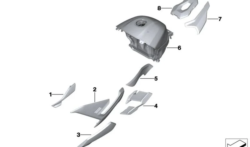 Revestimiento faro izquierdo BLACKSTORM MET OEM 46637108945 para motos BMW S 1000 R (K63), M 1000 R (KM3). Original BMW Motorrad.