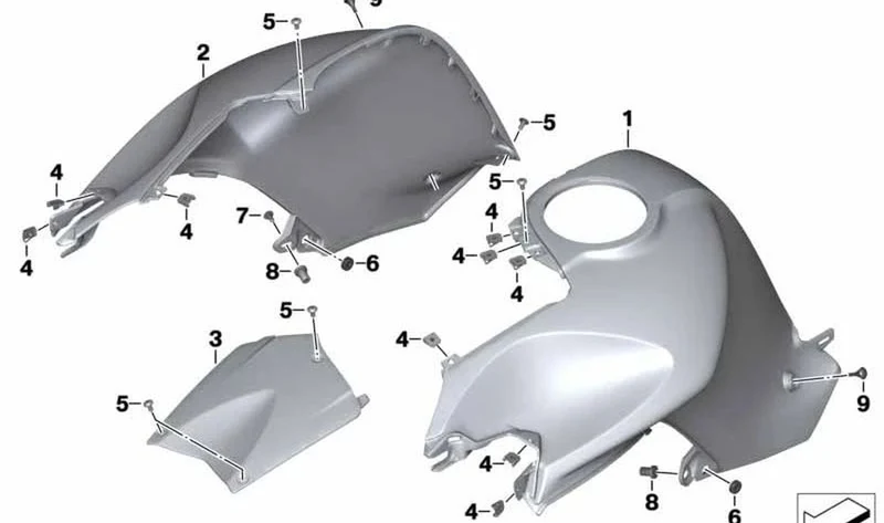 Adorno de batería gris claro OEM 46637717984 para motos BMW K1200R, K1300R. Original BMW Motorrad.