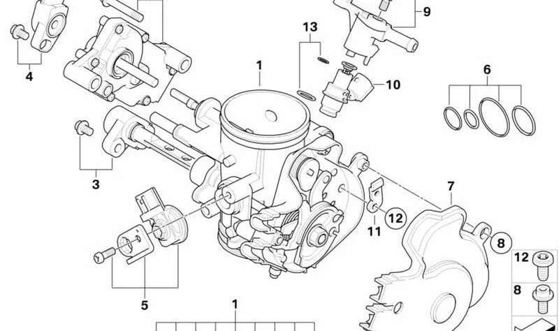 Tubuladura mariposa de estrangulación OEM 13547707074 para motos BMW G 450X. Original BMW Motorrad.
