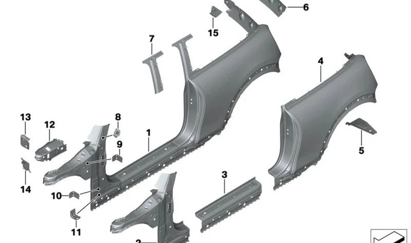 Entrada exterior derecha OEM 41007387974 para MINI F56, F56 BEV, F56 LCI, F66. Original MINI.