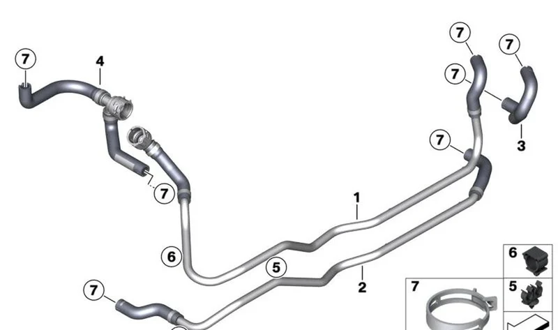 Tubería de afluencia de líquido refrigerante OEM 17129829788 para BMW Motorrad CE04. Original BMW Motorrad.