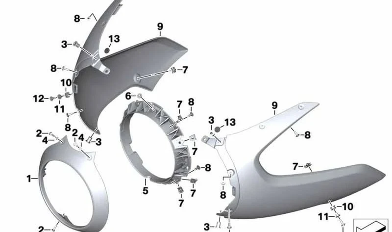 Cubierta de faros delantero OEM 46638560239 para motos BMW R nineT Racer (K32). Original BMW Motorrad.